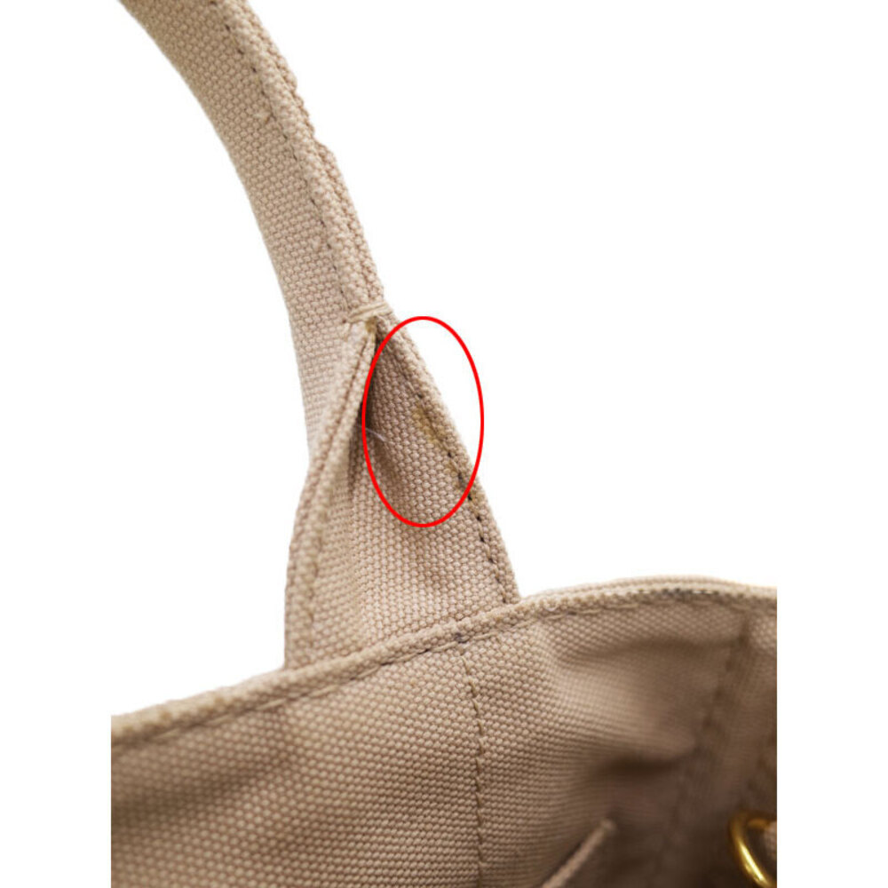 Prada Canapa Tote canvas handbag top handles 2way Beige Tan - Picture 9 of 9